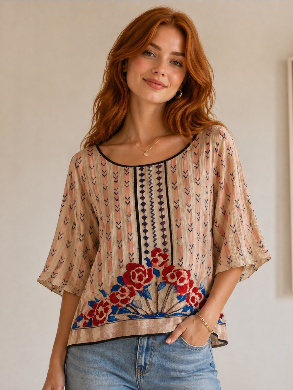 Anthropologie Moulinette Soeurs Womens Large Posey Peasant Crushed Velvet Blouse